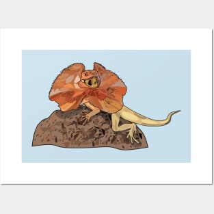 Frilled-neck lizard cartoon illustration Posters and Art